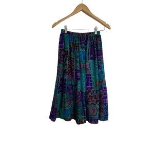 Vintage Abstract Patch Print Skirt Size 8